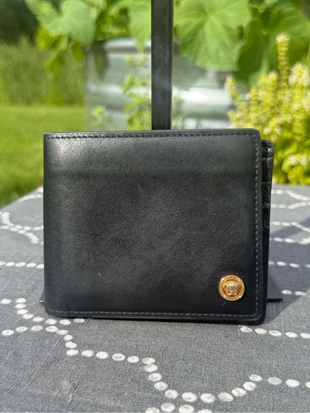 Guc Versace La Medusa Calf Leather Bifold Black Men's Wallet